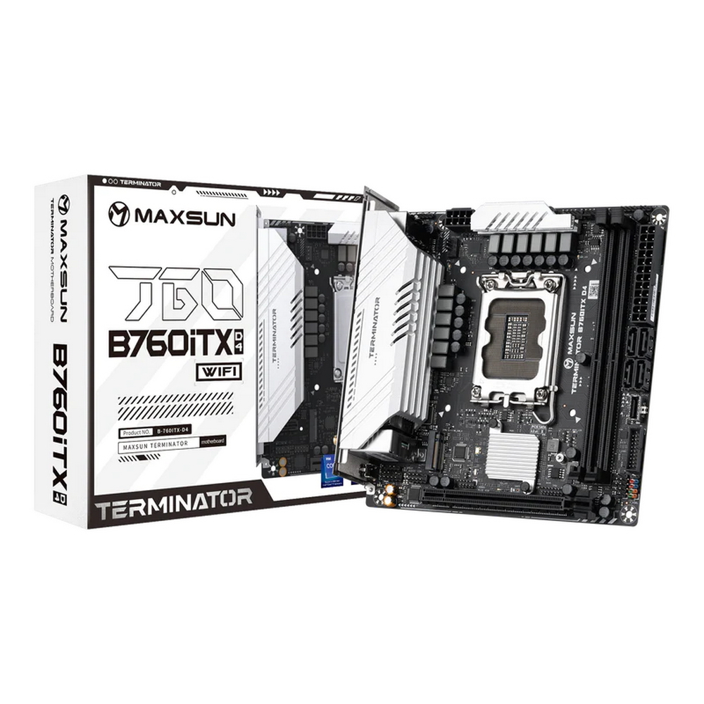 Материнская плата Maxsun MS-Terminator B760ITX D4 WIFI, LGA1700, (HDMI, DP), 2xDDR IV, ITX