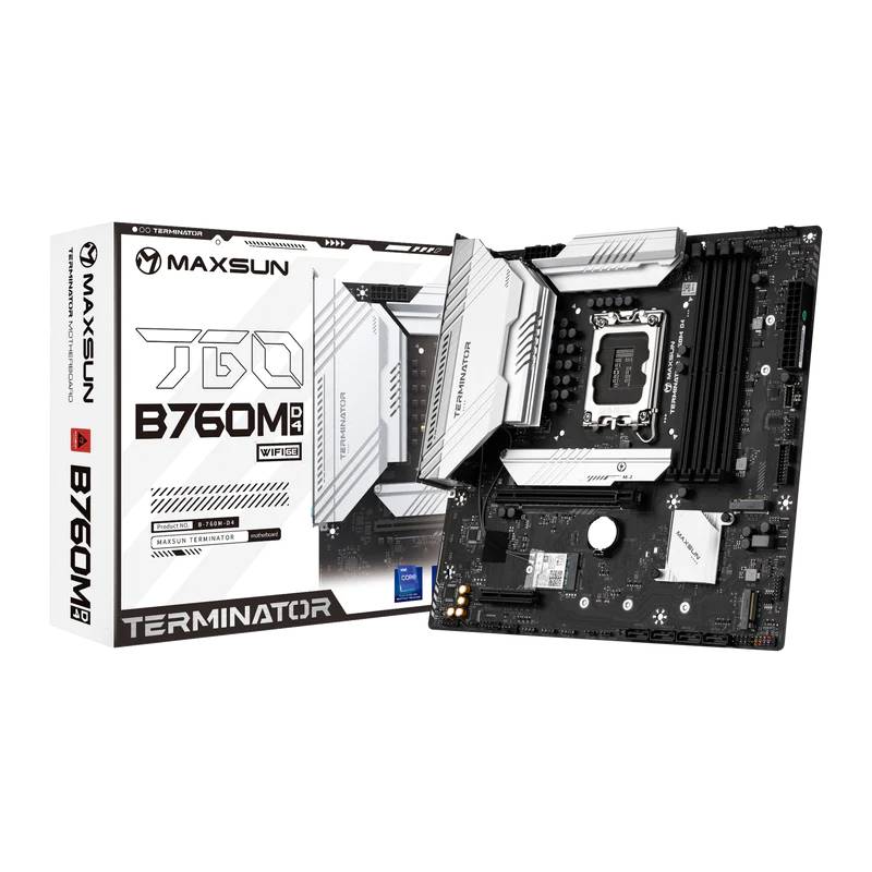 Материнская плата Maxsun MS-Terminator B760M D4 WIFI6E, LGA1700, (HDMI, DP), 4xDDR IV, mATX