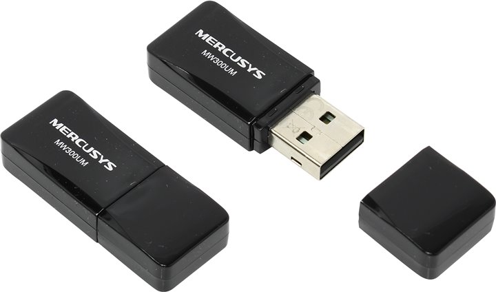 Сетевая карта Wi-Fi, Mercusys MW300UM, 2.4GHz, 300Mbps, USB