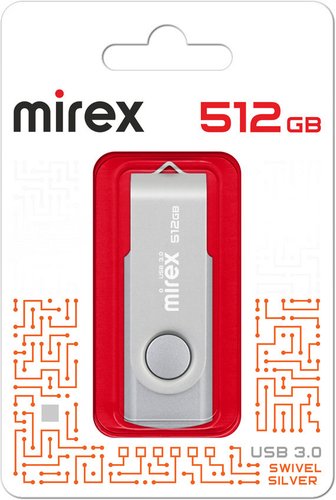 512Gb Mirex Swivel Silver 512GB (13600-FM3SS512), USB3.2, серебристый