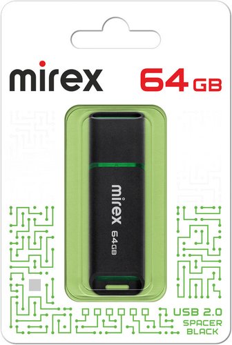 64Gb Mirex Color Blade Spacer 2.0 (13600-FMUSBK64), USB2.0, черный