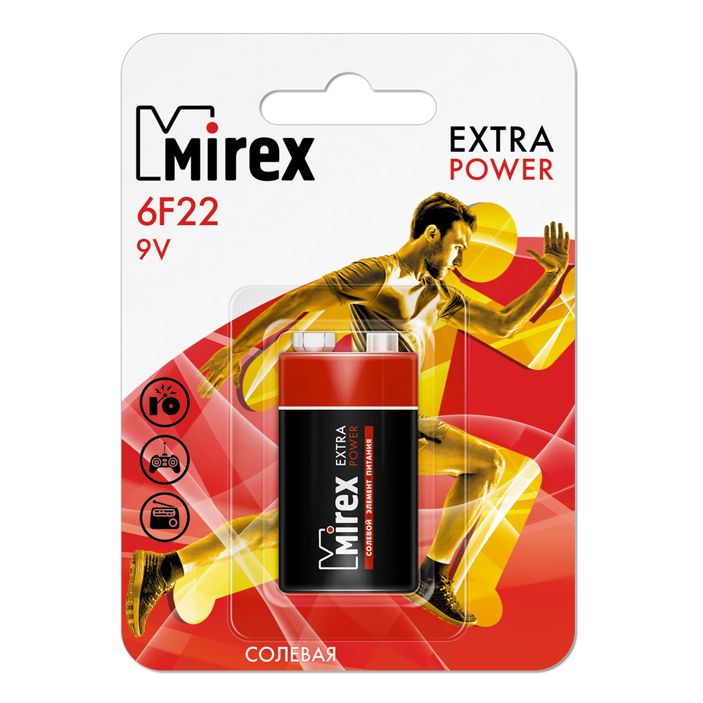 Батарейка Крона, Mirex 23702-6F22-E1 солевая блистер