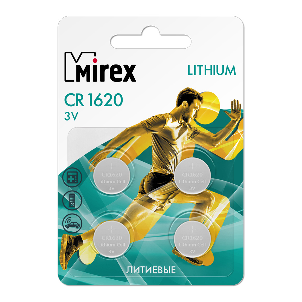 Батарейка CR1620, Mirex 23702-CR1620-E4 литиевая блистер 4шт