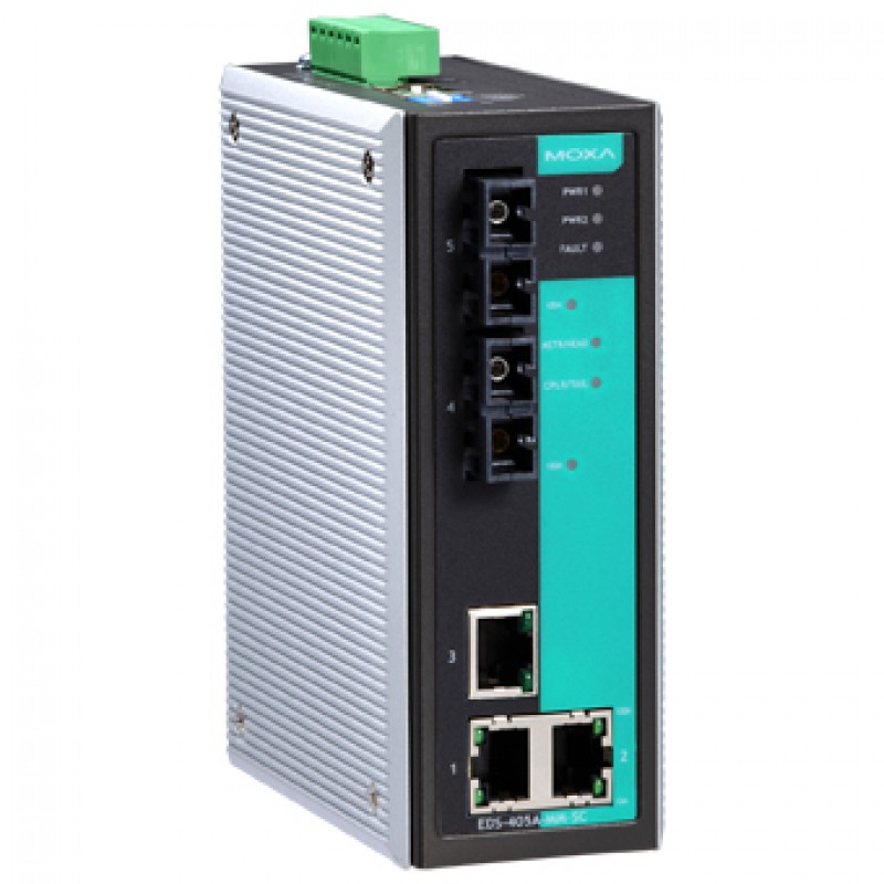 Коммутатор Moxa EDS-405A-MM-SC, 3xLAN 100Mbps, 2x100BaseFX (MM)