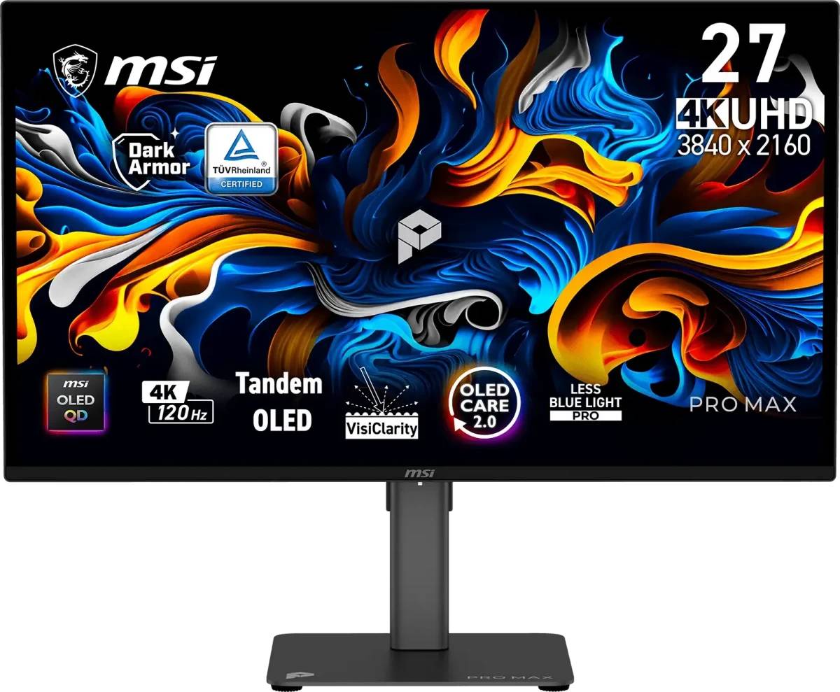 Монитор 27" MSI Pro Max 271UPX12G, 3840x2160, OLED, 120Hz, Speakers (2xHDMI, DP) (9S6-3PF8CA-020)
