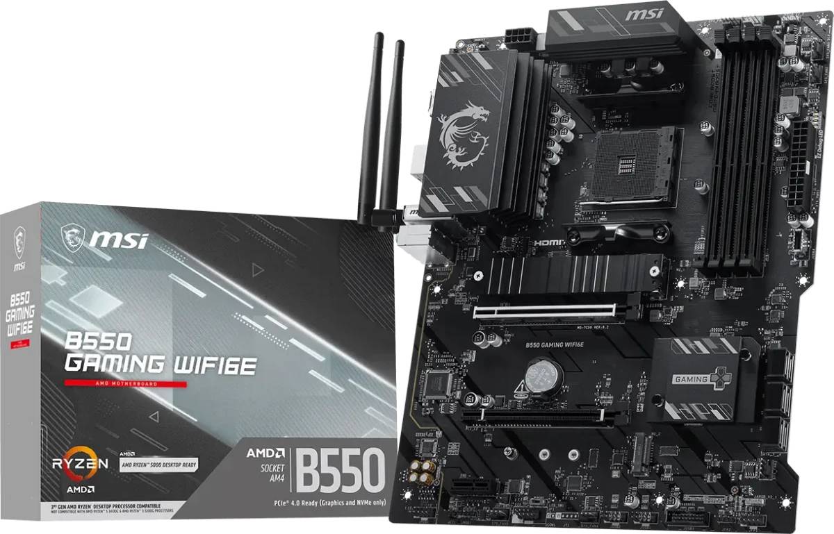 Материнская плата MSI B550 GAMING WIFI6E, AM4, (DP, HDMI), 4xDDR IV, ATX