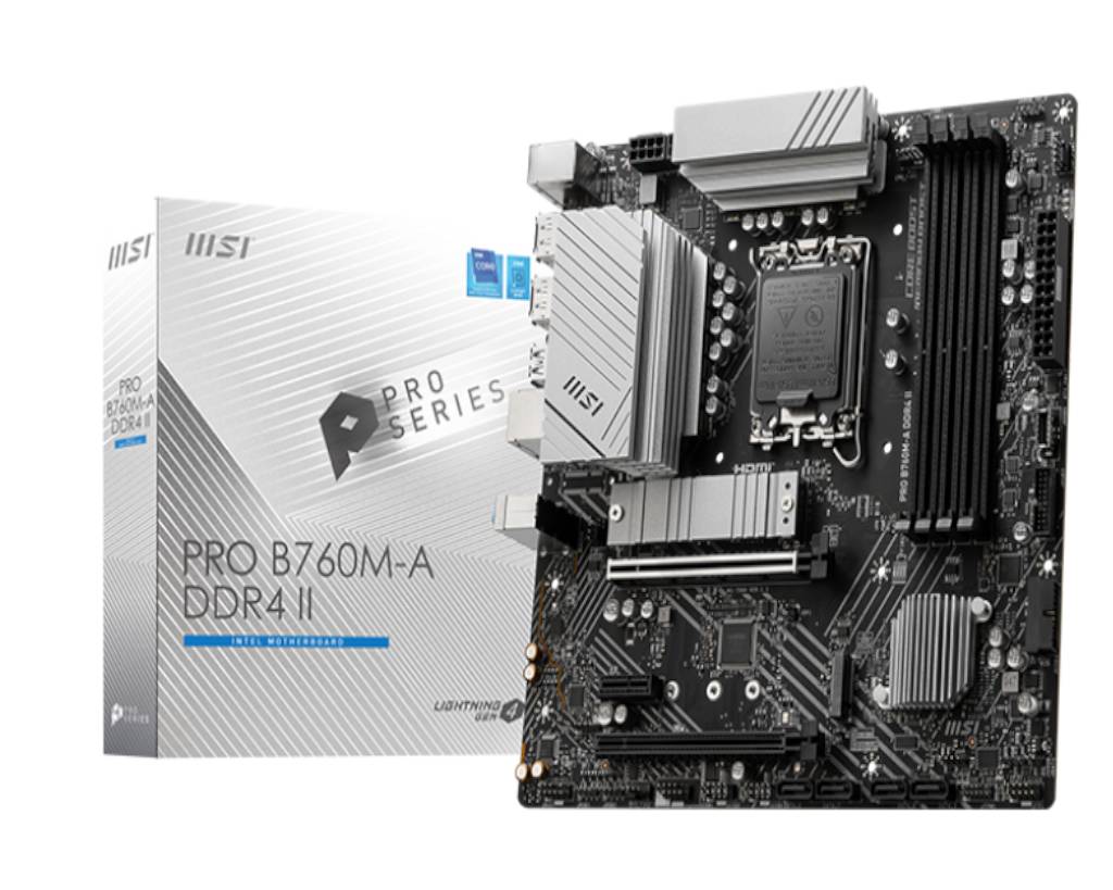 Материнская плата MSI PRO B760M-A DDR4 II, LGA1700, (2xHDMI, 2xDP), 4xDDR IV, mATX
