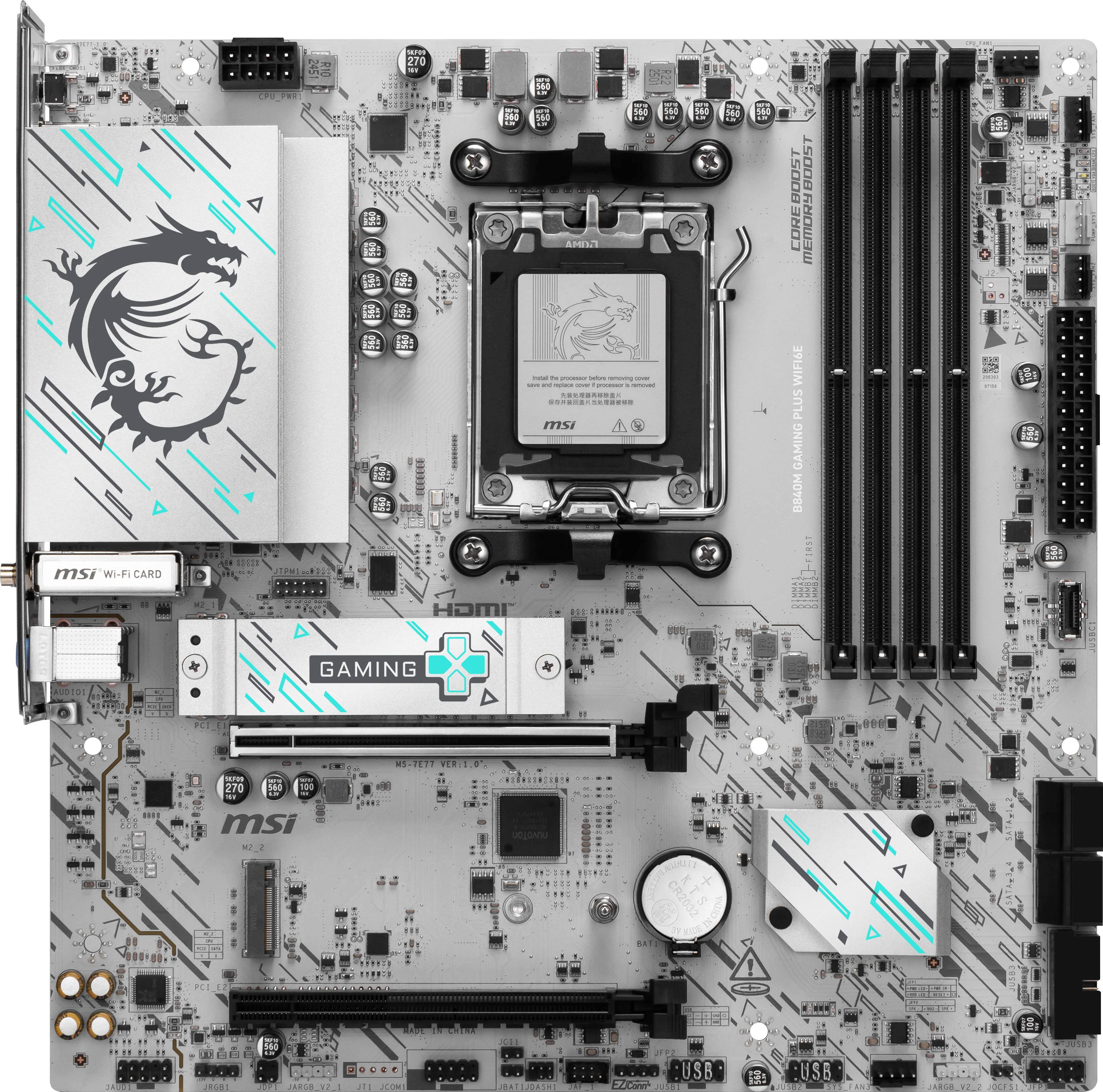 Материнская плата MSI B840M GAMING PLUS WIFI6E, AM5, (HDMI), 4xDDR V, mATX