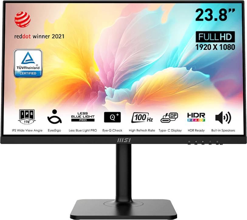 Монитор 23.8" MSI Modern MD2412P, 1920x1080, IPS, 100Hz, Speakers (HDMI, USB Type-C)