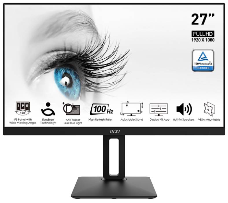 Монитор 27" MSI Pro MP271AP, 1920x1080, IPS, 100Hz, Speakers (VGA, HDMI, DP)