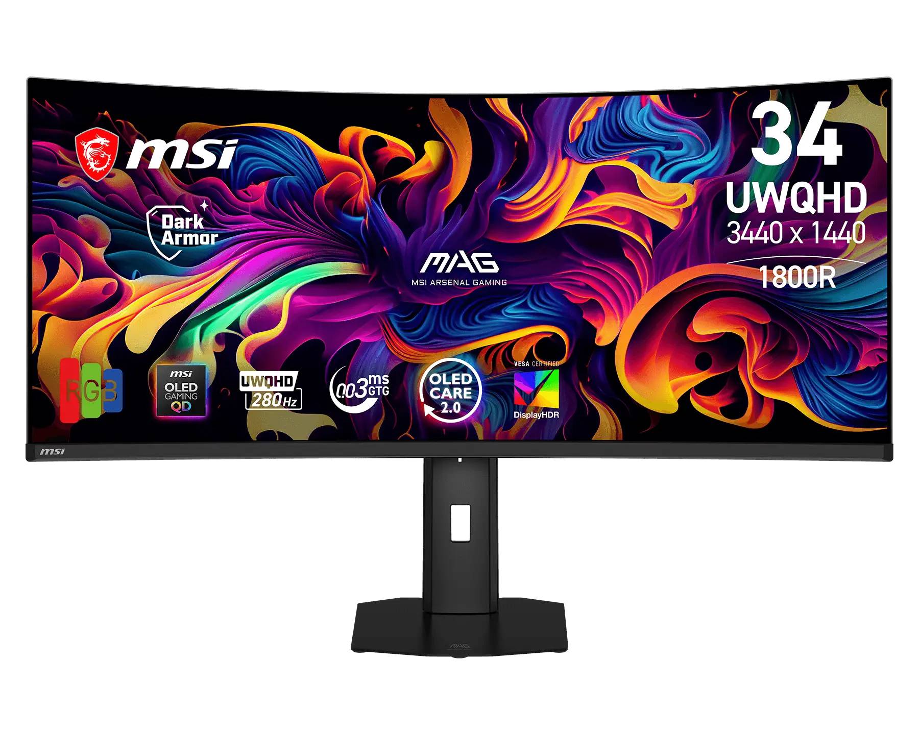 Монитор 34" MSI MPG 341CQP QD-OLED X28, 3440x1440, QD-OLED, 280Hz (2xHDMI, DP, USB Type-C) 9S6-3DE39T-012