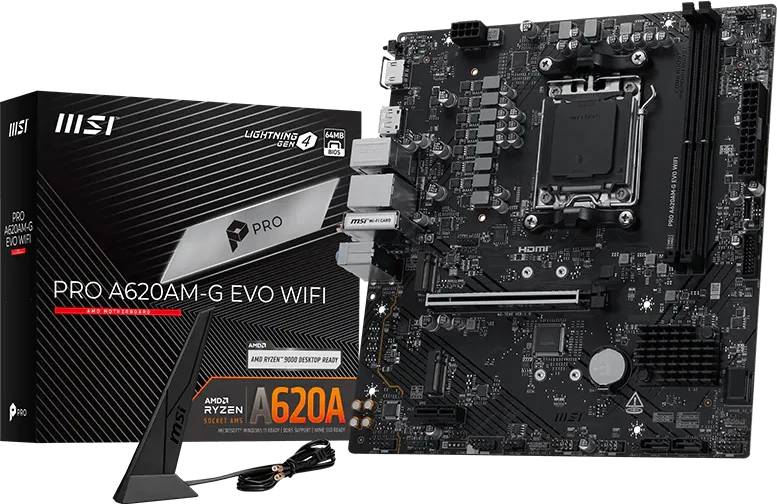 Материнская плата MSI PRO A620AM-G EVO WIFI, AM5, (DP, HDMI), 2xDDR V, mATX