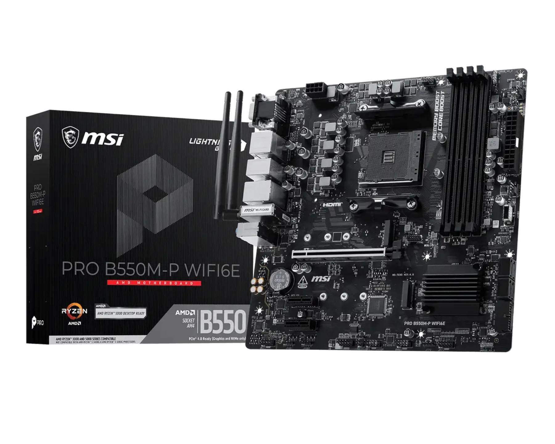 Материнская плата MSI PRO B550M-P WIFI6E, AM4, (VGA, DVI, HDMI), 4xDDR IV, mATX