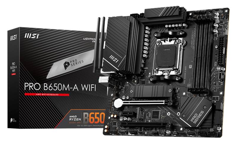 Материнская плата MSI PRO B650M-A WIFI, AM5, (HDMI, DP), 4xDDR V, mATX