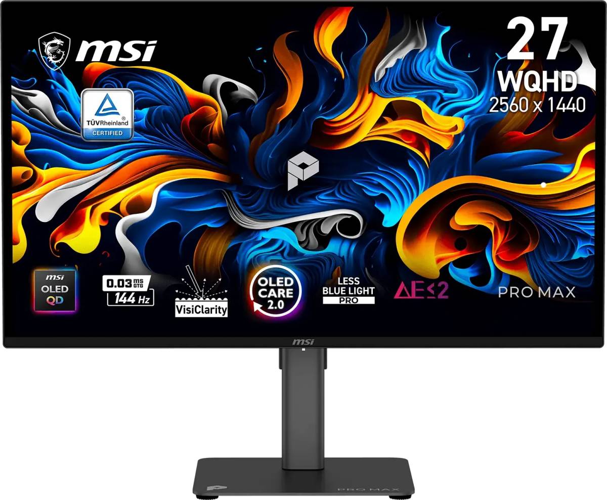 Монитор 27" MSI Pro Max 271QPX14G, 2560x1440 OLED, 144Hz, Speakers (2xHDMI, DP) (9S6-3PF89A-021)