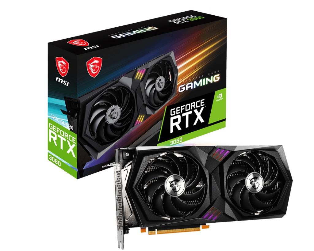 Видеокарта GeForce RTX 3060, 12Gb GDDR6 192bit, MSI RTX 3060 GAMING 12G, RTL