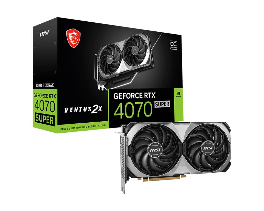 Видеокарта GeForce RTX 4070 Super, 12Gb GDDR6X 192bit, MSI RTX 4070 Super 12G VENTUS 2X OC, RTL (602-V513-168S)