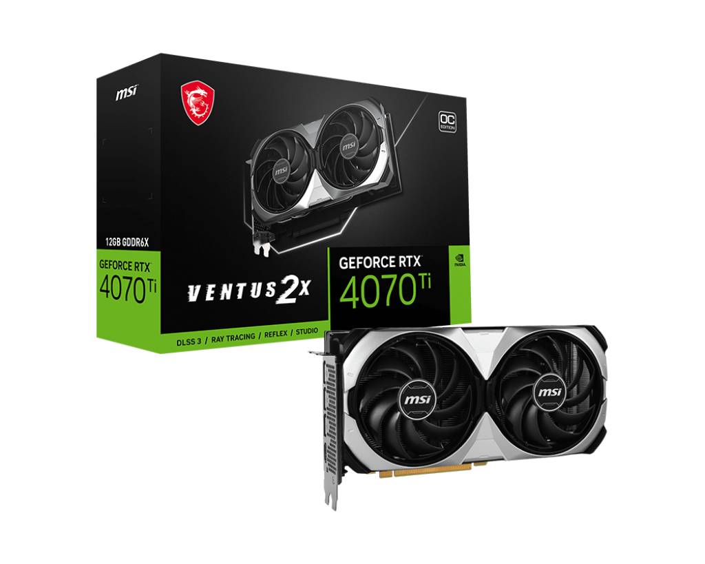 Видеокарта GeForce RTX 4070 Ti, 12Gb GDDR6X 192bit, MSI RTX 4070 TI VENTUS 2X 12G OC, RTL