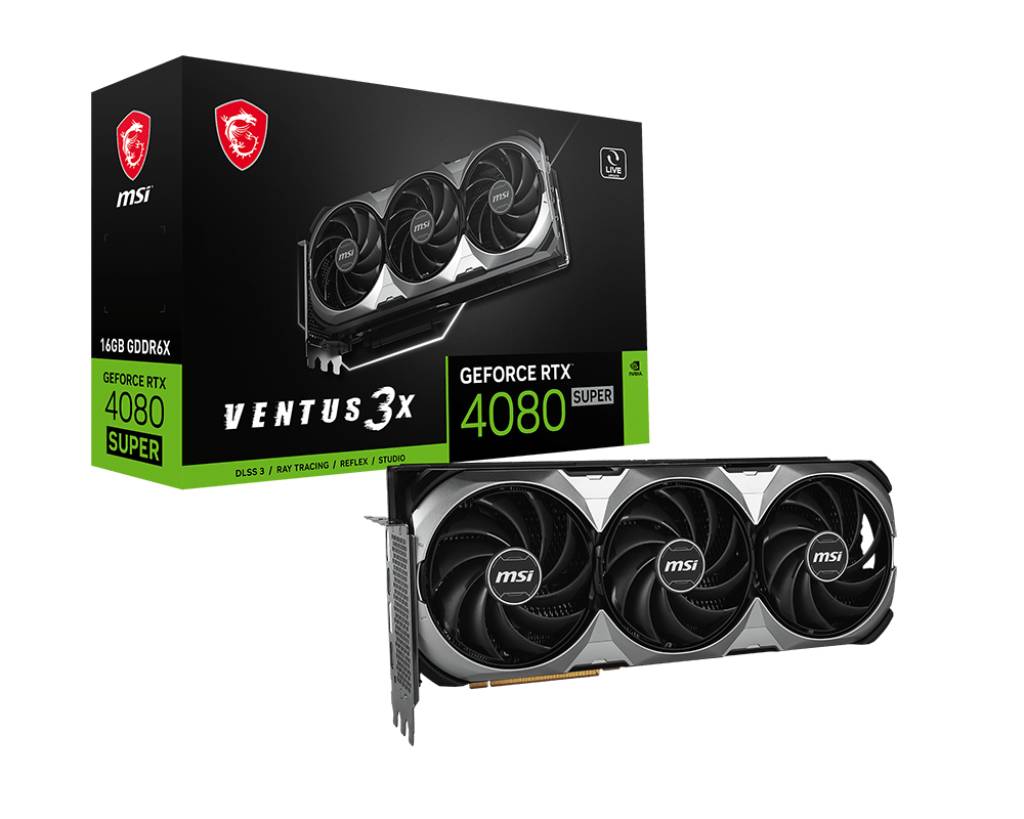 Видеокарта GeForce RTX 4080 Super, 16Gb GDDR6X 256bit, MSI RTX 4080 SUPER 16G VENTUS 3X, RTL