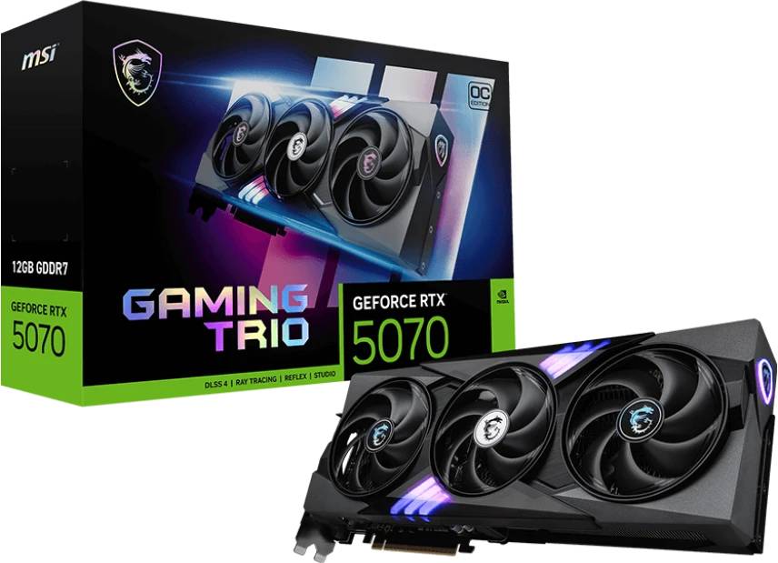 Видеокарта GeForce RTX 5070, 12Gb GDDR7 192bit, MSI RTX 5070 12G GAMING TRIO OC, RTL