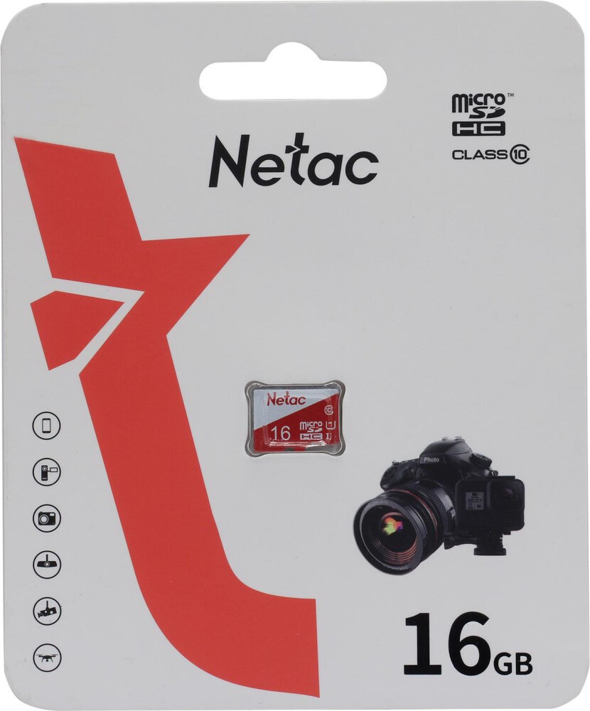 Карта памяти 16Gb Netac P500 ECO NT02P500ECO-016G-S, SD Micro, SDHC Class 10, UHS-I U1