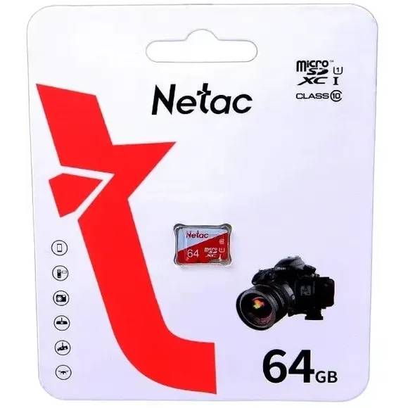 Карта памяти 64Gb Netac P500 ECO NT02P500ECO-064G-S, SD Micro, SDXC Class 10, UHS-I U1