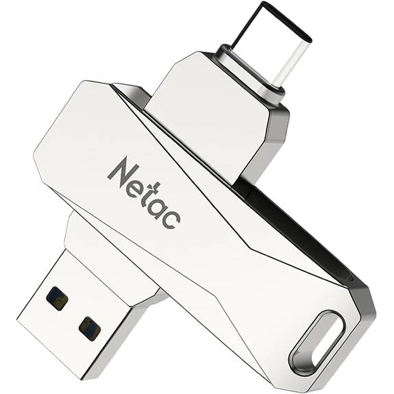64Gb Netac U782C NT03U782C-064G-32PN, USB3.2 + USB Type-C, Silver