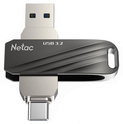 64Gb Netac US11 NT03US11C-064G-32BK, USB3.2 + USB Type-C, Silver/Black