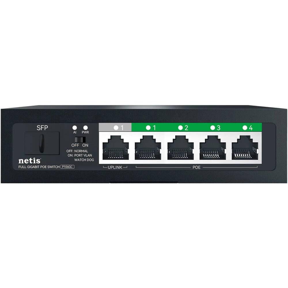 Коммутатор Netis P106GC, 5x1Gbps, 4xPoE, 1xSFP
