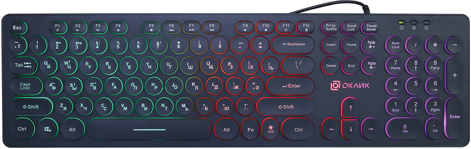 Клавиатура Oklick 420MRL, черный