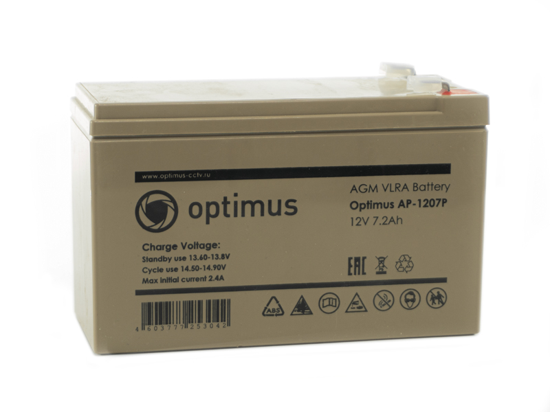 12V / 7.2Ah, аккумулятор для UPS, Optimus AP-1207P (В0000012049)