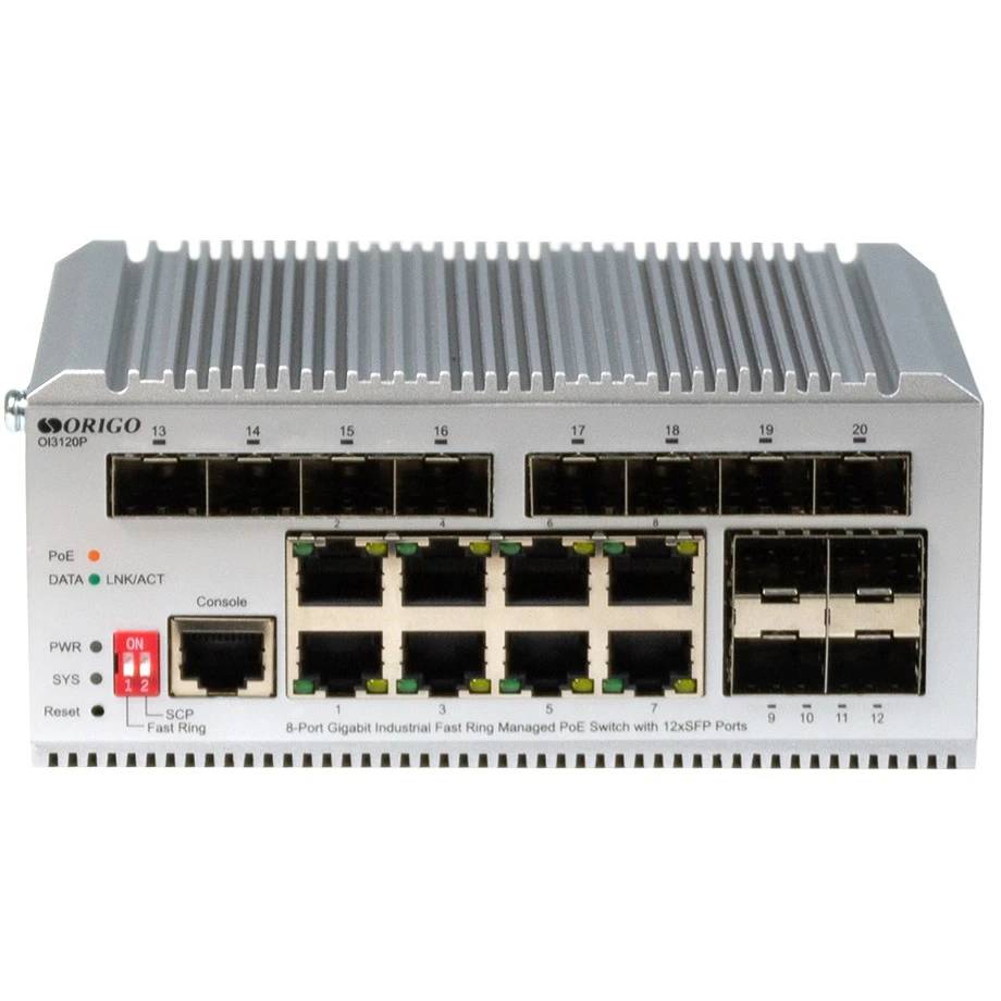 Коммутатор ORIGO OI3120P/185W/A1A, 8xLAN 1Gbps, 12xSFP, PoE