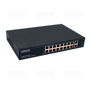 Коммутатор Osnovo SW-61621(300W), 16xLAN 100Mbps, 2xLAN 1Gbps, 2xSFP, PoE