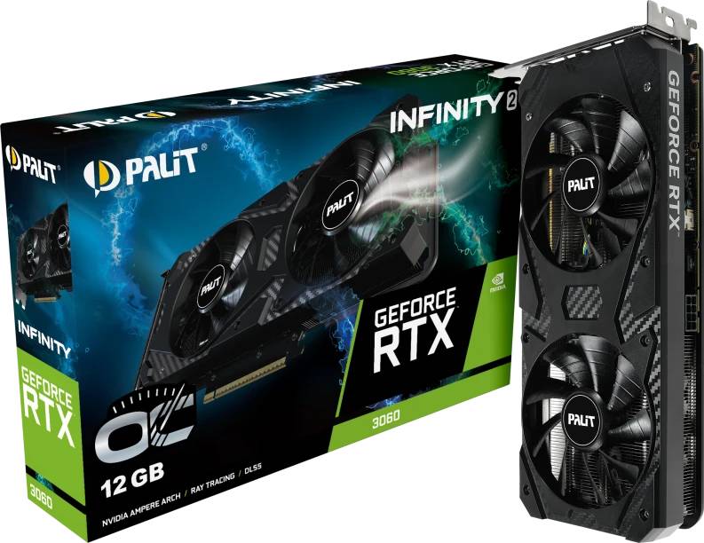 Видеокарта GeForce RTX 3060, 12Gb GDDR6 192bit, Palit Infinity 2 OC NE63060U19K9-PG190L, RTL