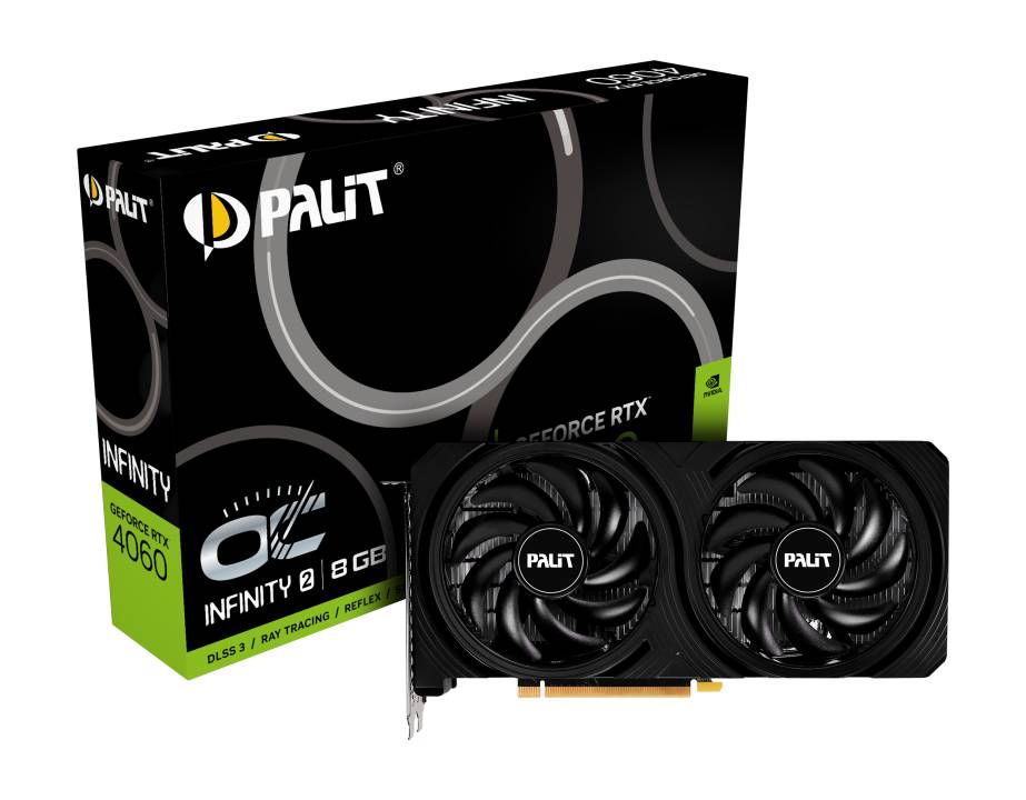 Видеокарта GeForce RTX 4060, 8Gb GDDR6 128bit, Palit Infinity 2 OC NE64060S19P1-1070L, RTL