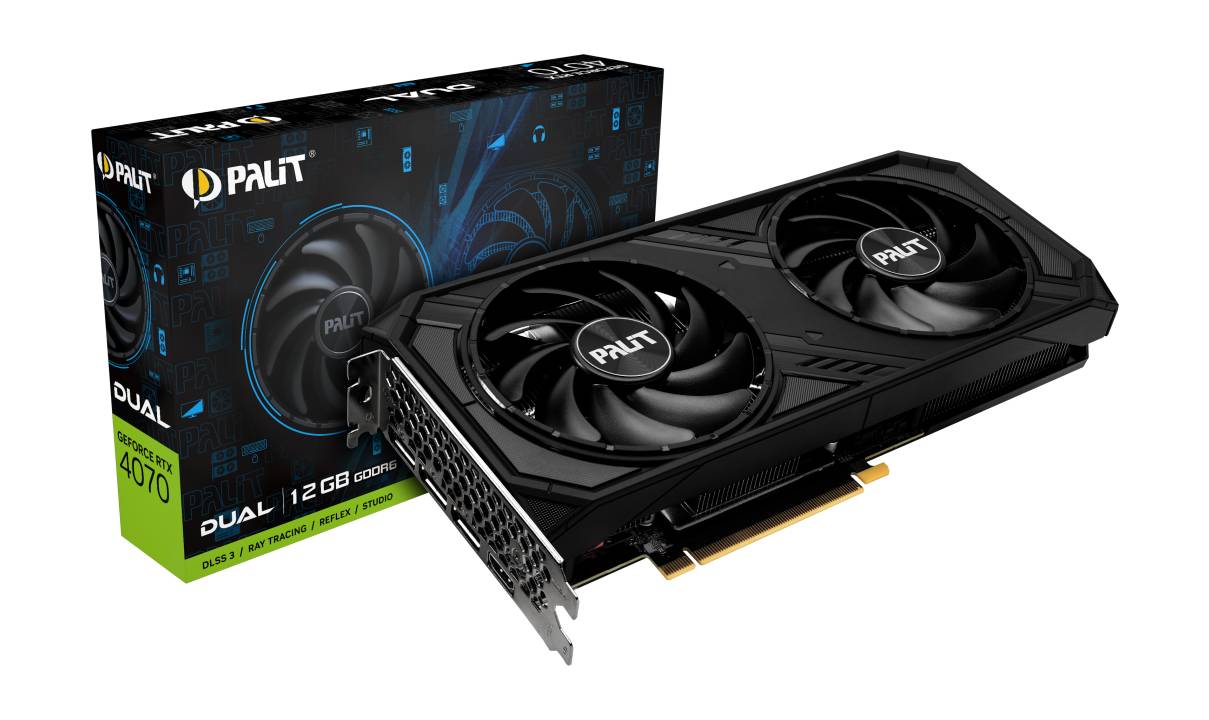 Видеокарта GeForce RTX 4070, 12Gb GDDR6 192bit, Palit Dual NE64070019K9-1048D, RTL