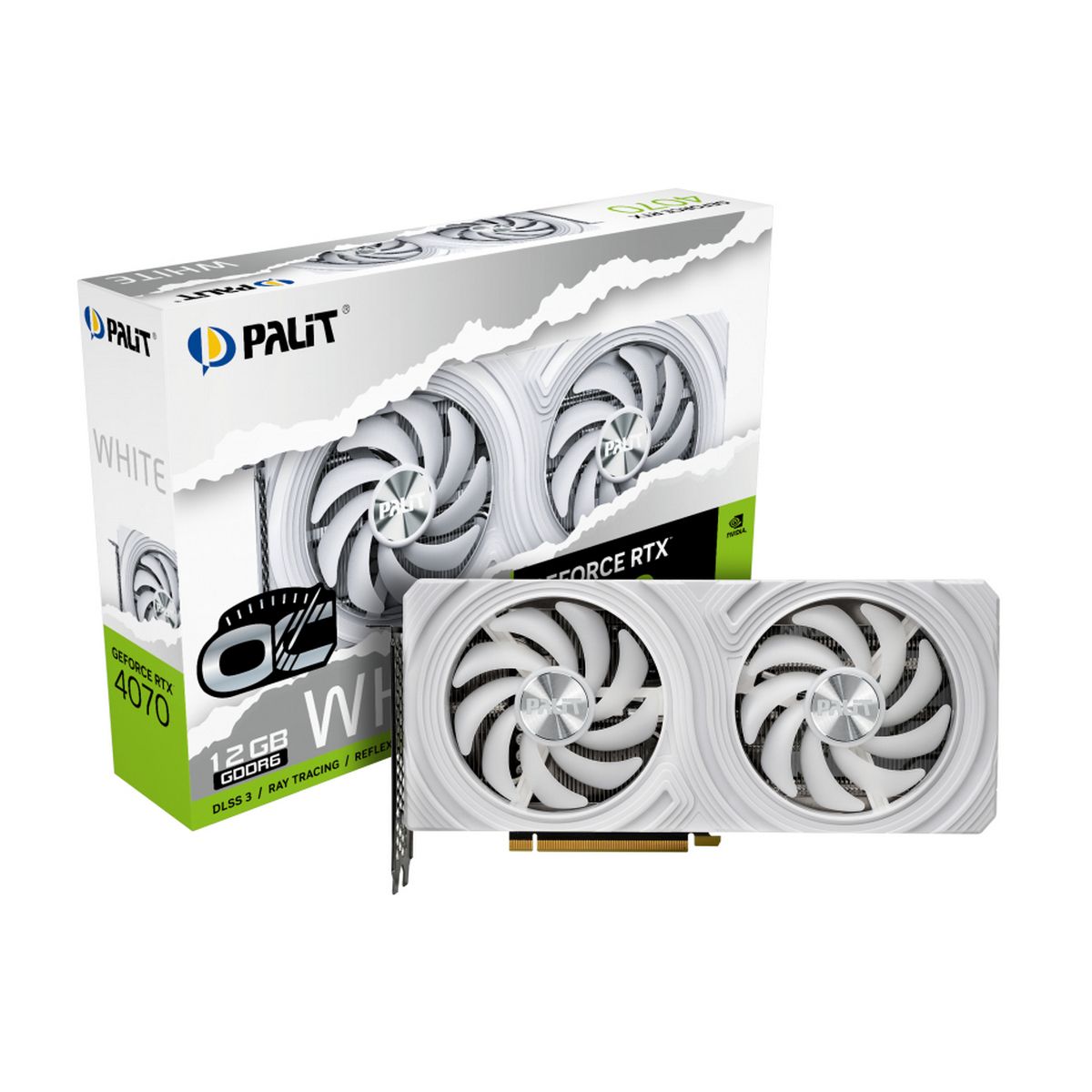 Видеокарта GeForce RTX 4070, 12Gb GDDR6 192bit, Palit Dual White OC NE64070S19K9-1048L, RTL