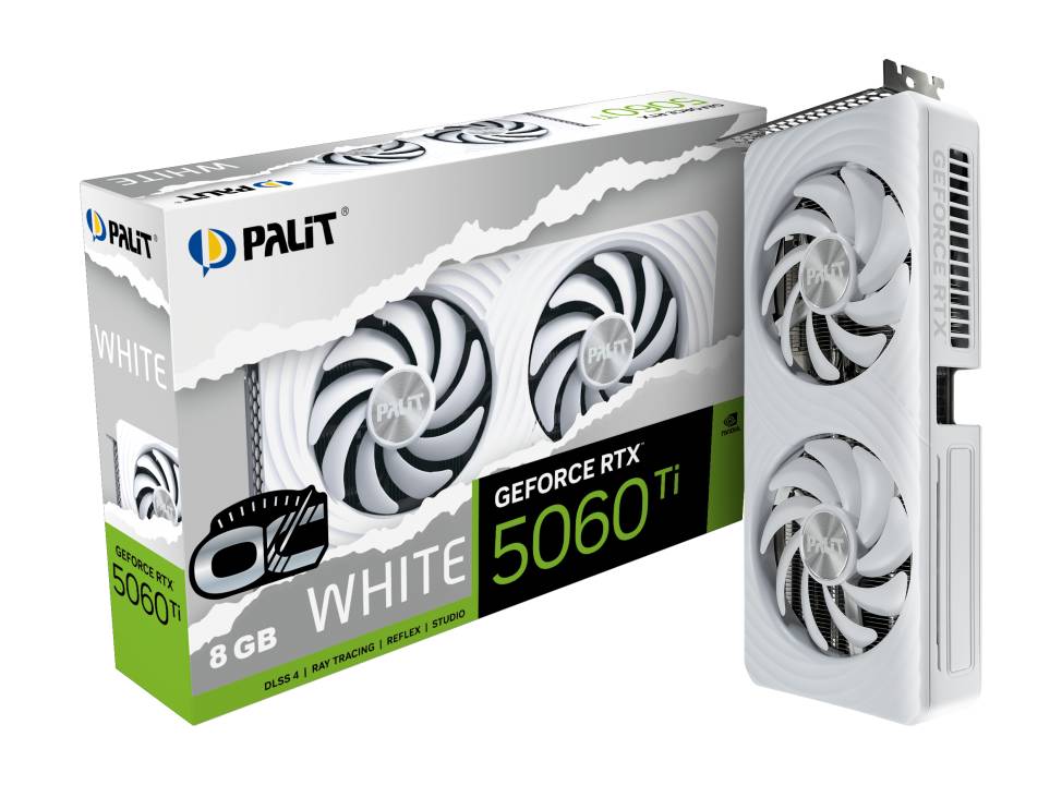 Видеокарта GeForce RTX 5060Ti, 8Gb GDDR7 128bit, Palit RTX 5060 Ti WHITE OC NE7506TU19P1-GB2062M, RTL