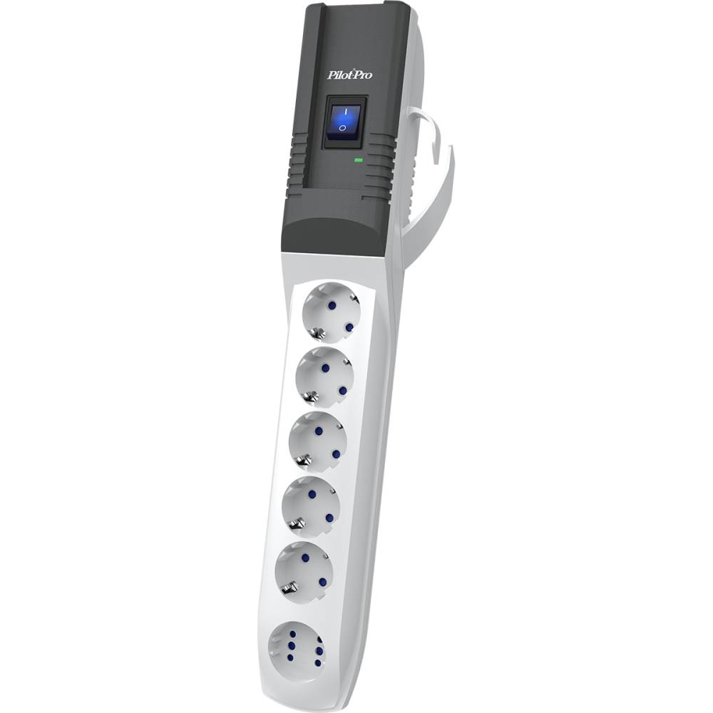 Сетевой фильтр 5м 6 розеток Pilot PRO 2023 серый