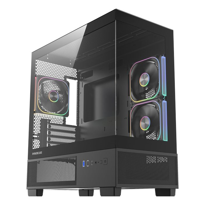 Корпус Powercase Vision Micro S4B V2 Black CVMMSHBV2-A3, без БП, mATX