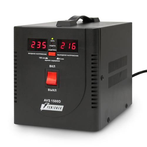 Стабилизатор Powerman AVS 1500D Black, 1500VA (2xSchuko)