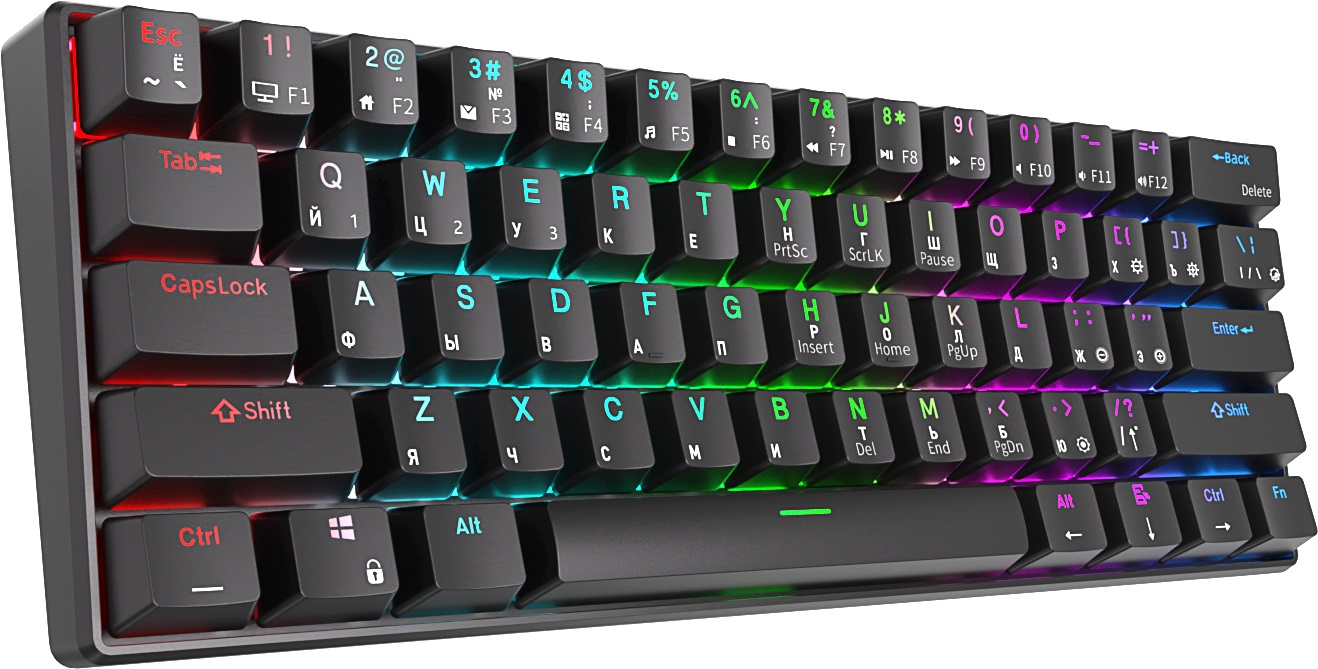 Клавиатура Royal Kludge RK61 RGB Black (USB/Bluetoth, Red switch)