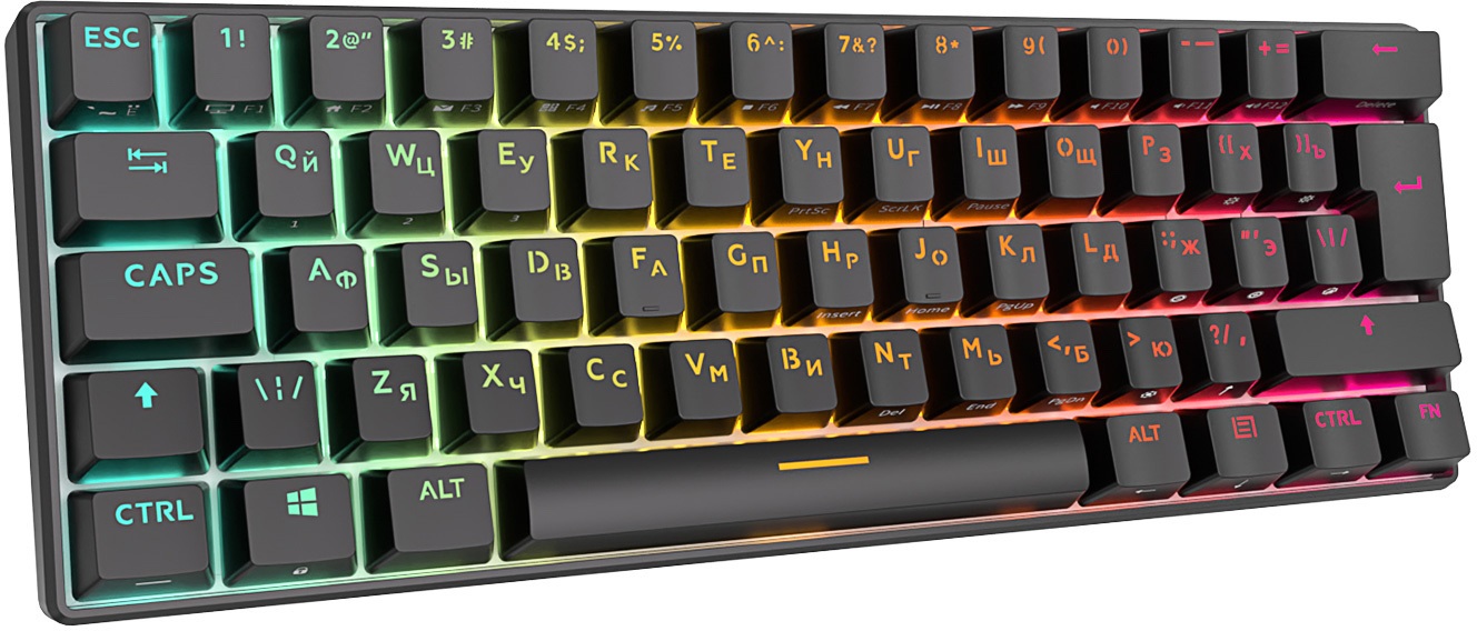 Клавиатура Royal Kludge RK61 RGB Black (USB/2.4GHz/Bluetoth, Red switch)