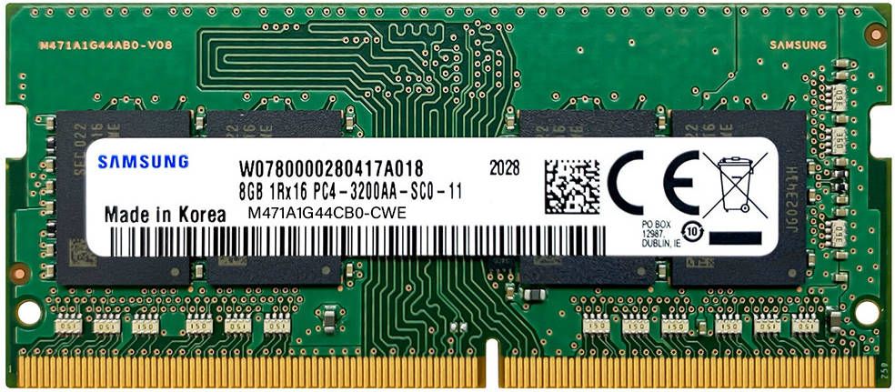 Оперативная память для ноутбука 8Gb Samsung M471A1G44CB0-CWE, SODIMM DDR IV, PC-25600, 3200MHz