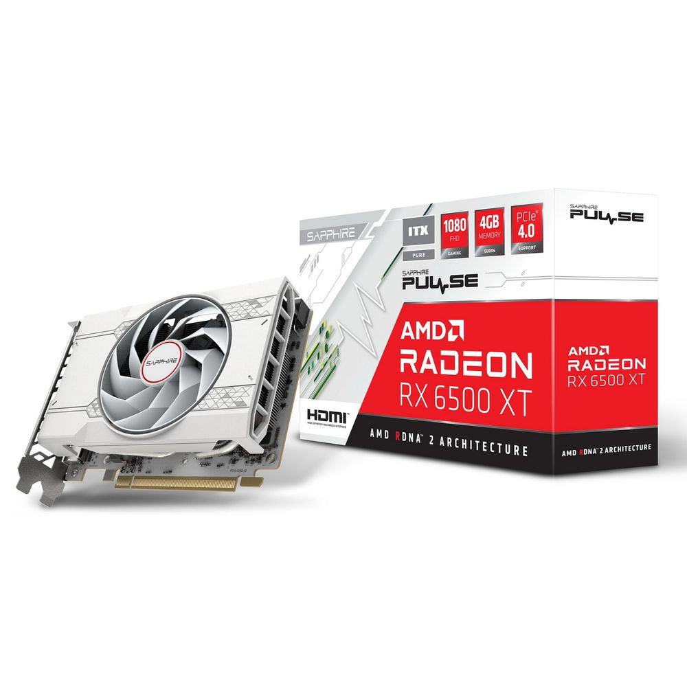 Видеокарта Radeon RX 6500 XT, 4GB GDDR6 64bit, Sapphire ITX PULSE PURE GAMING OC 11314-04-20G, RTL