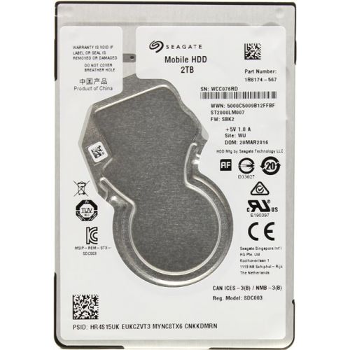 2000Gb Seagate Mobile ST2000LM007, 2.5", SATA II, 5400rpm, 128Mb