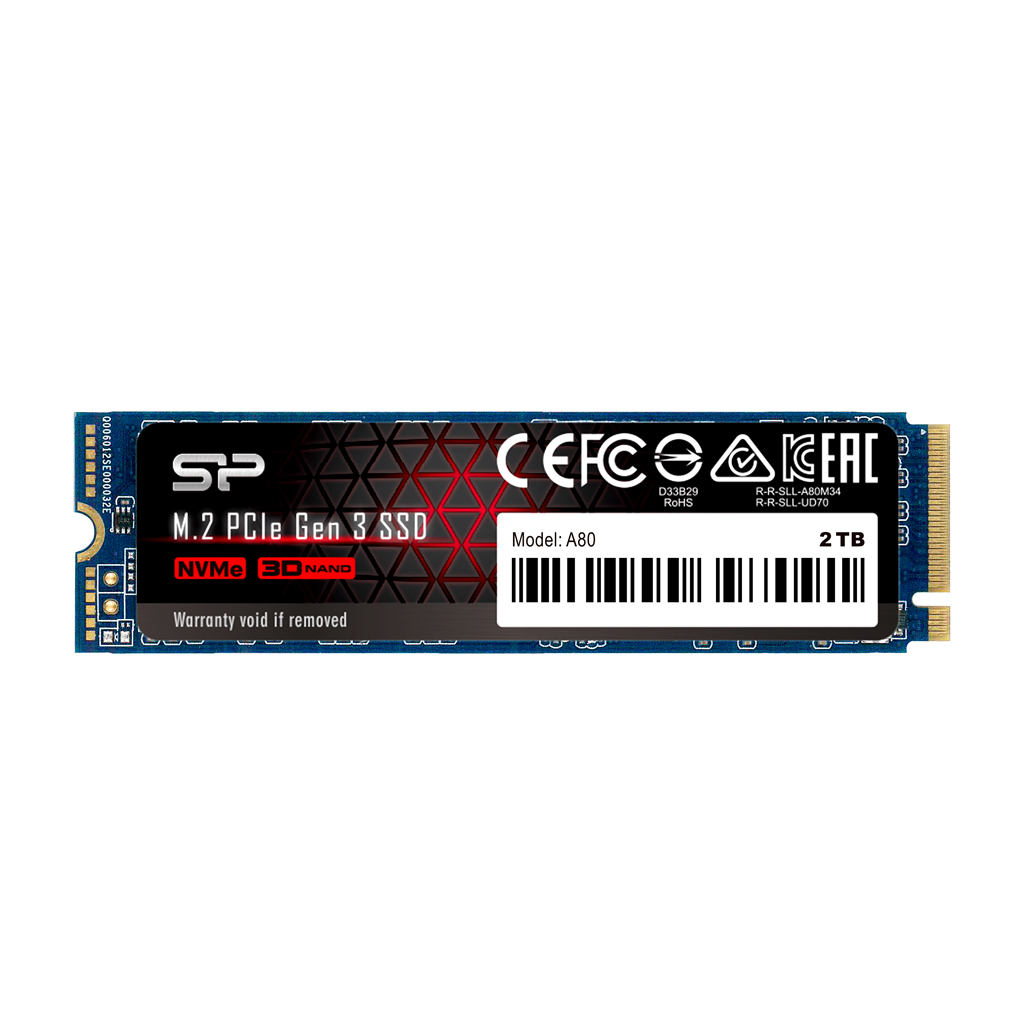 2Tb SSD Silicon Power P34A80 SP002TBP34A80M28, (3400/3000), NVMe M.2