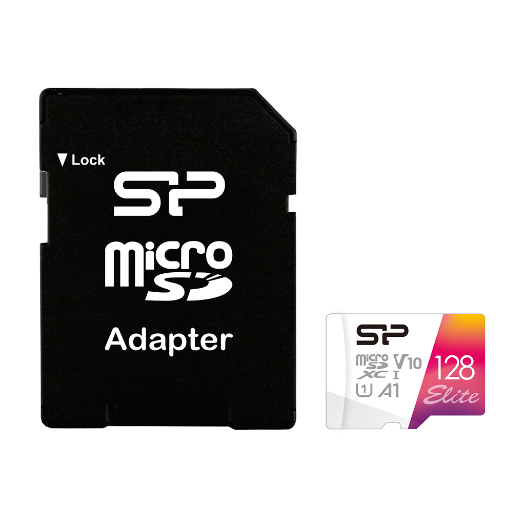 Карта памяти 128Gb Silicon Power Elite SP128GBSTXBV1V20SP, SD Micro, SDXC Class 10, UHS-I U1, адаптер