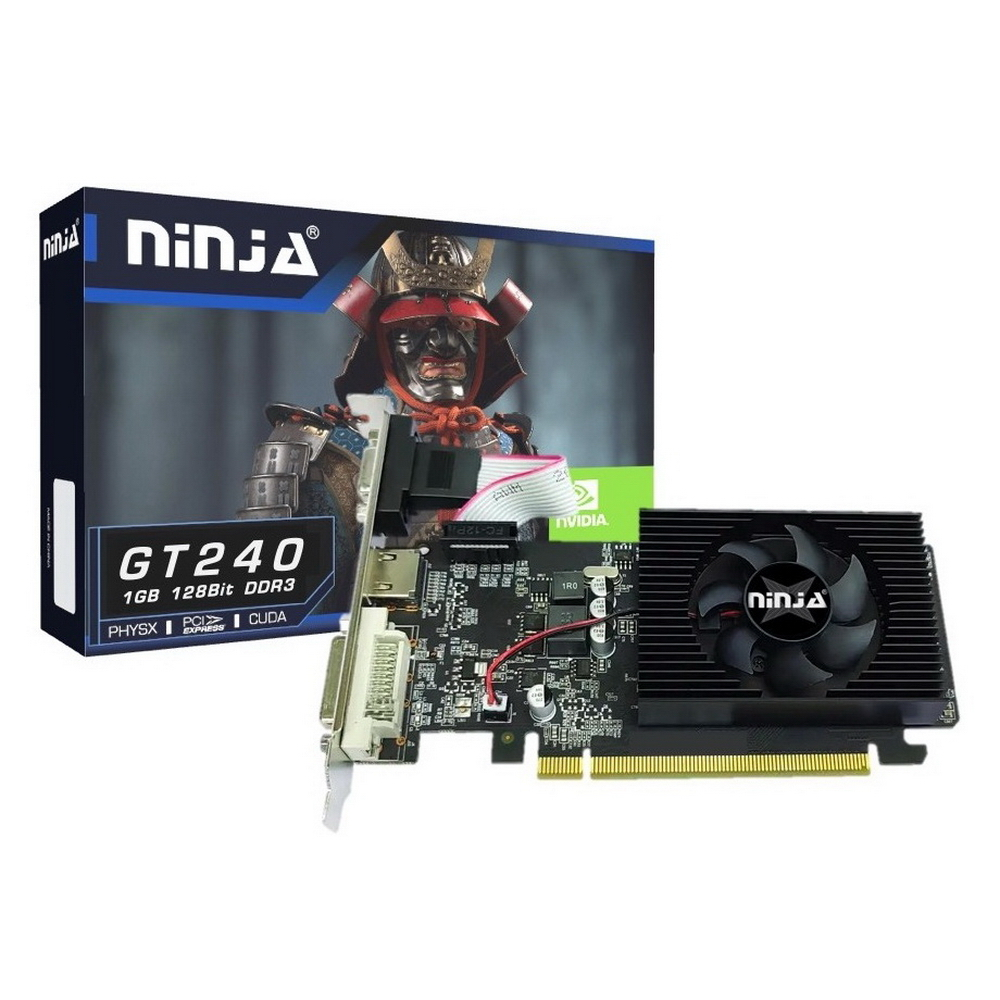 Видеокарта GeForce GT 240, 1Gb GDDR3 128bit, Ninja (Sinotex) NH24NP013F, RTL