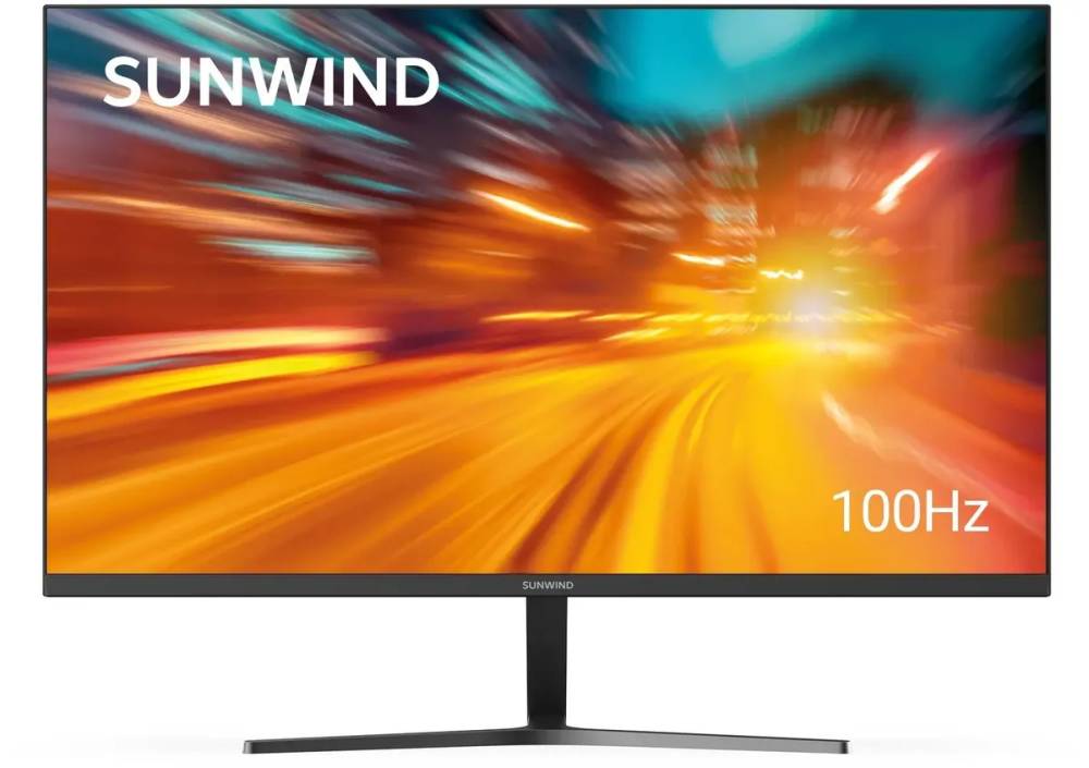 Монитор 23.8" SunWind SM-24FI223 (SM24SB02), 1920x1080, IPS, 100Hz, Speakers (HDMI, DP, VGA)